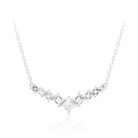 Cavill WeißEr Topas Silbercollier 925 Sterlingsilber Rhodiniert V-FöRmig 2,58Ct