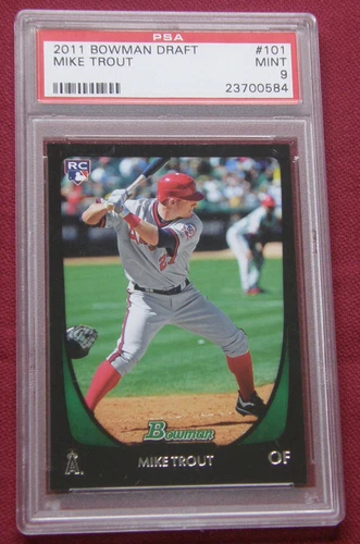2011 Bowman Draft #101 - Mike Trout RC - PSA 9 - Los Angels Angels