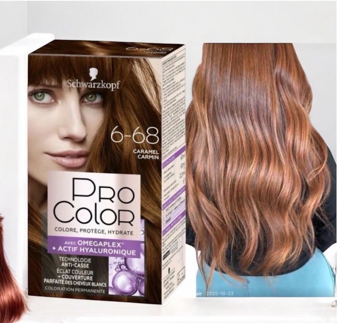 Schwarzkopf Pro Color 6-68 teinture cheveux permanente lot de 3 crème colorante caramel carmin