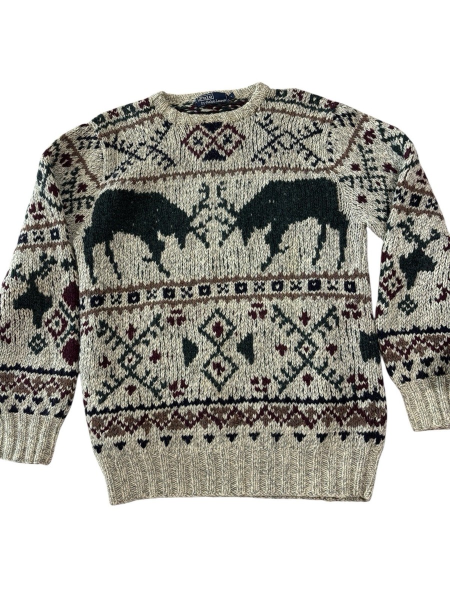 ポロバイラルフローレン HAND KNIT SKI ノルディックセーター 【M】 00s LAUREN ラルフローレン スキー柄 ウール ハンドニット