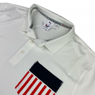 Puma Volition Men's American Flag Pocket Performance Polo Shirt White   Large