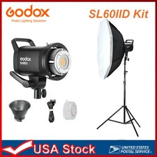 US Godox SL60IID Bowens COB LED Video Light 95cm Softbox 2m Light Stand Kit