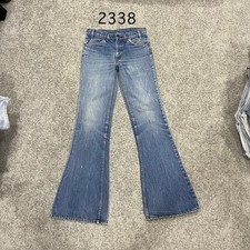 Vintage 80 USA Levi 684 Actual 29x34 Bell Bottom Flared Orange Tab Distressed