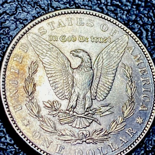 E19 💎 1889 Morgan Silver Dollar BU NATURAL Purple MYSTIC Toning