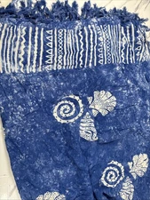 Koko Knot Swimsuit Cover-Up Sarong Beach Wrap Around Blue W/ Seashells Tasseled 