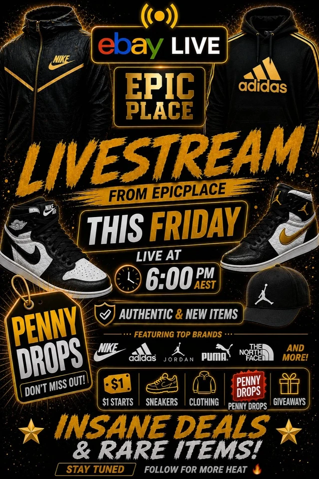 🔥EpicPlace - LIVESTREAM | Sneakers and Clothing | Penny Drops | $1 Starts✅