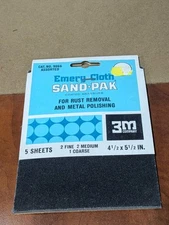 Emery Cloth - Sand-Pak - For Rust Removal & Metal Polishing - 5 Sheets - NOS