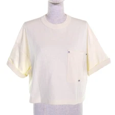 BOTTEGAVENETA Short sleeve T-shirt crew neck cropped Cream type cotton XS 777597