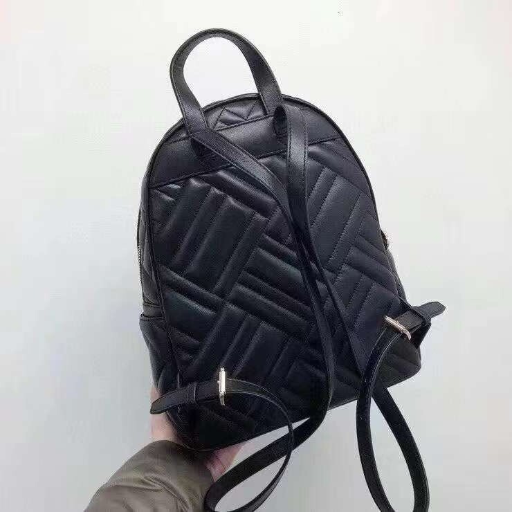 Michael Kors Monogram Canvas & Leather Black & Beige Abbey Backpack Michael Kors Abbey Medium Logo and Pebbled Leather Backpack  main image 4