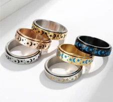 6mm Fidget Spinner Anxiety Ring Glow In The Dark Stainless Steel Fashion Jewelry