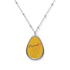 Persian Cat Love Oval Necklace Yellow 