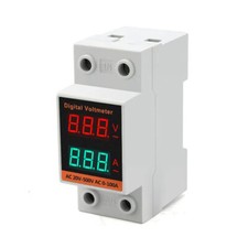 Din Rail LCD Digital Voltmeter Ammeter Electricity Meter AC 60-500V 0.00-99.9A