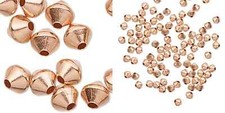 Bead, 100 Solid Copper 3mm Bicone Spacer Beads