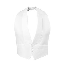 New White Cotton Pique Tuxedo Vest Adjustable Open Back Self tie Bow XXL