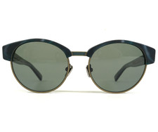 Morgenthal Frederics Sunglasses 817 GEOFF Blue Gray Round Frames Green Lenses