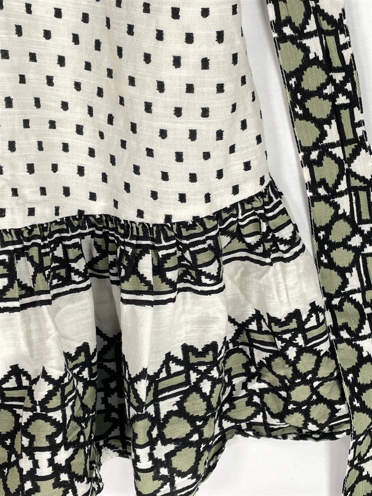 OFF WHITE Abito Knox Rose donna X Small A Line tasche con cintura manica 3 4 bianco sporco