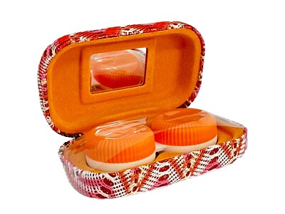 NEW Knitted Chevron Coral Pink Brown Black Contact Lens Case