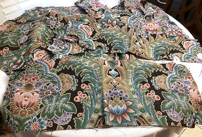 Vintage Upholstery Fabric Remnants Cut-Out Pieces Multicolor Floral 2.3 Lbs.