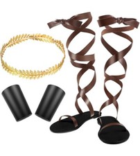 SATINIOR 3 PCS Halloween Men's Toga Roman Sandals Accessory Gold 7 Delicate Sz 9