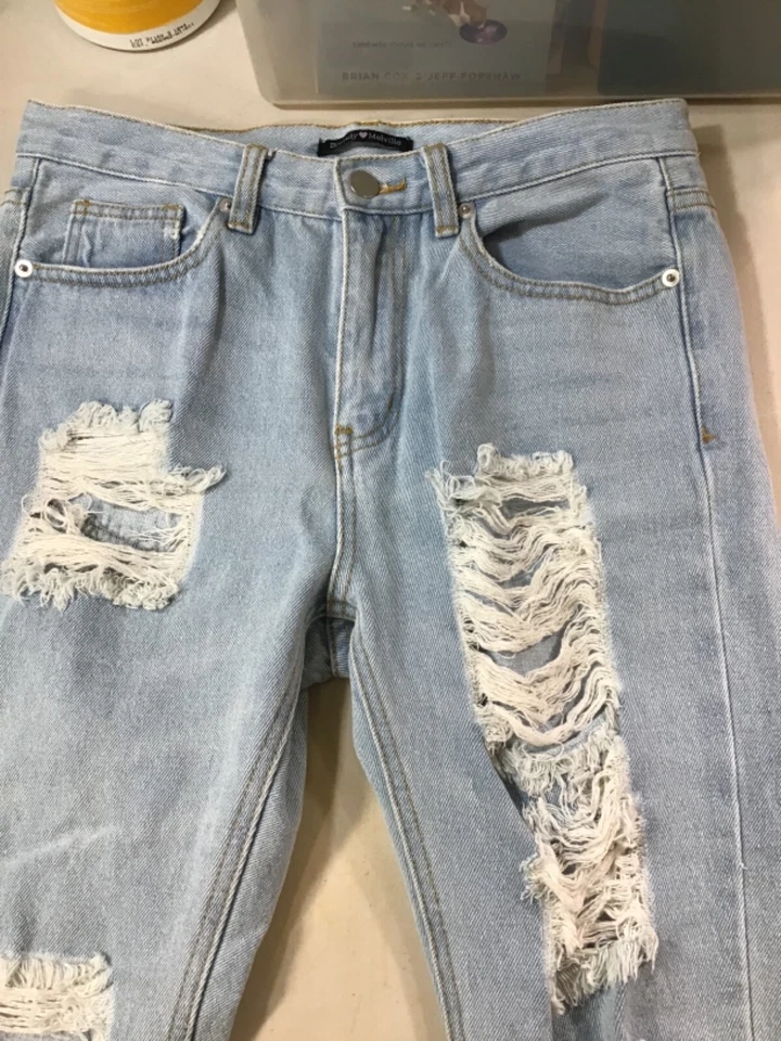 Бренди Melville состаренный бойфренд джинсы разорванный подол XS в EUC - Изображение 2 из 4