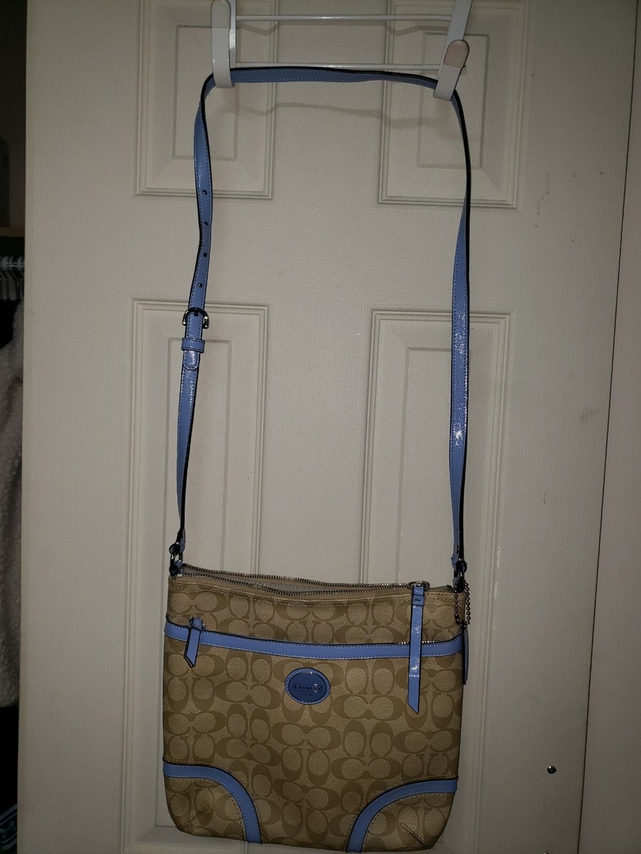 バッグ Coach Messenger Crossbody Canvas And Leather Trim Bag In Tan And