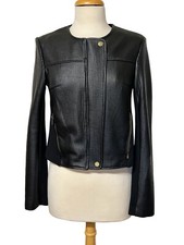 Rachel Joy Textured Black Lined Jacket Zipper Pockets Sz 6