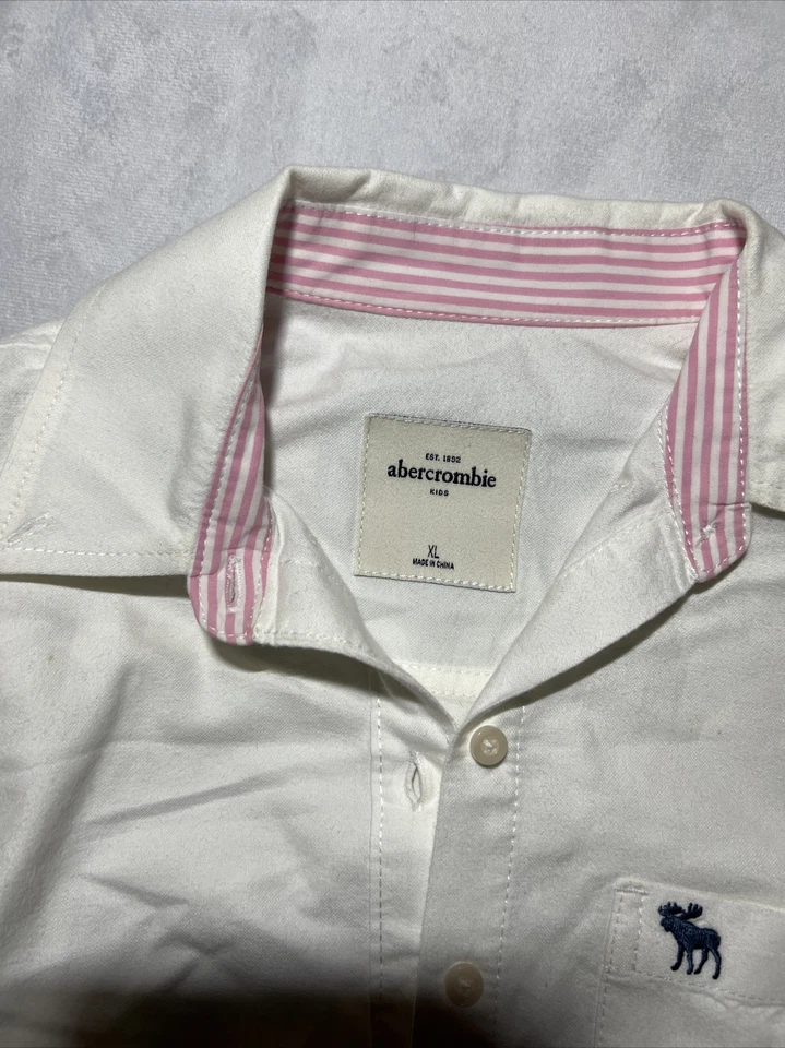 Camisa Botón Arriba Abajo XL Abercrombie Niños Manga Larga A4 Foto 3 de 3