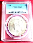 1924 Peace Silver Dollar PCGS MS 63 Very sexy coin!!