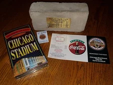 Lot of 4 Chicago Stadium 1929 Original Brick Blackhawks Schedule Video Pin Mint!