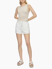 Calvin Klein Womens High Rise Shorts in White Size 25