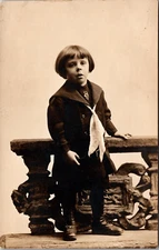 Postcard Young Boy with Scarf Unposted Real Photo Flatbush New York