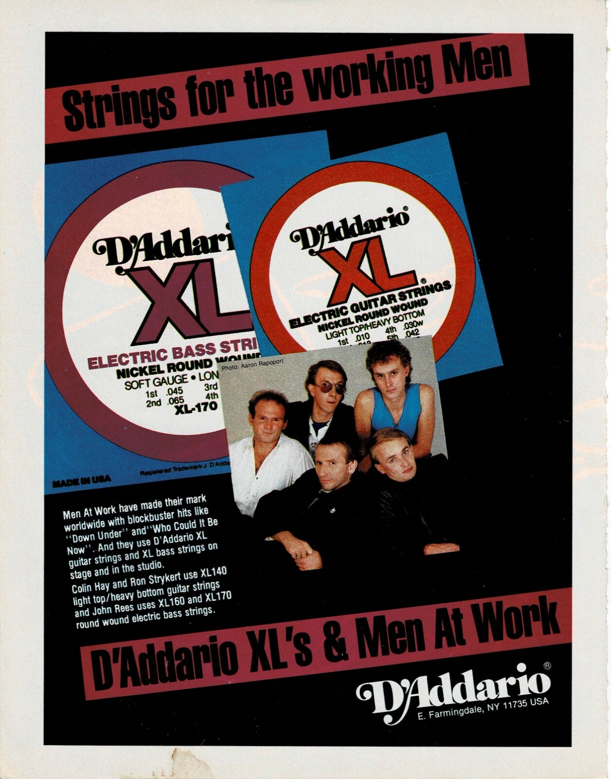 D'Addario Strings - MEN AT WORK - Print Advertisement | eBay