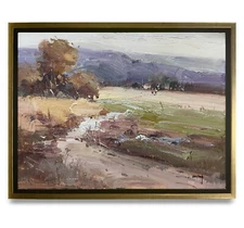 Hungryartist -Original Oil Painting of Countryside Canvas  12x16 Framed