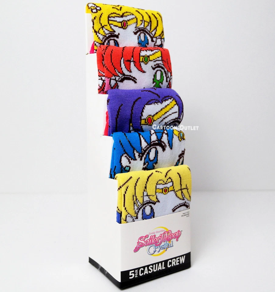 Sailor Moon 5 Pair Crew Socks Stripped Birthday Gift Fits Shoe Size 8 - 12 New - Image 3 of 4