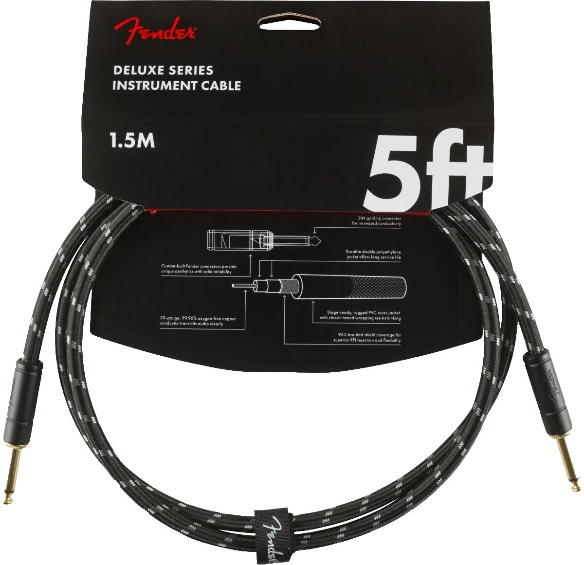 Cables de Guitarra y Bajo Fender Negro y cables
