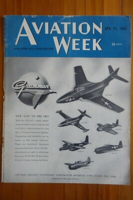 4/1952 PUB GRUMMAN FLUGZEUG COUGAR HELLCAT BEARCAT WILDCAT ORIGINAL COVER ANZEIGE