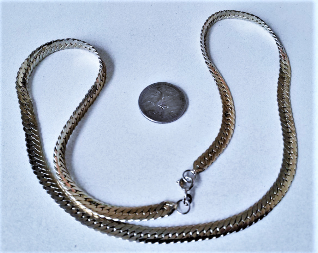 Vintage Gold Filled Thick Herringbone Chain Necklace … Gem