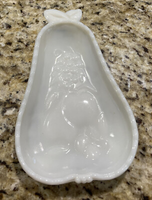 Vintage Hazel Atlas Pear Shaped Milk Glass Dish 