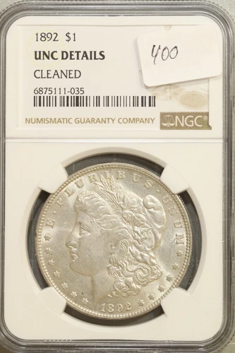 1892 Morgan Silver Dollar NGC UNC Details #1-035
