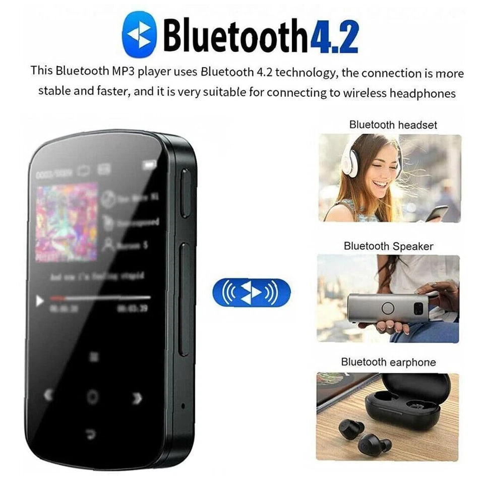 MP3 Player 32GB HiFi Lossless Sound Bluetooth Clip Music Voice Recorder FM Radio - Image 2 of 4
