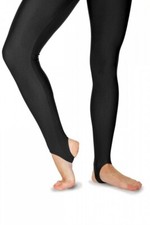 Roch Valley Stirrup Leggings Shiny Nylon Lycra Black-Dance Gymnastics Twirling