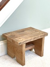 Amish Reclaimed Wood Foot / Step Stool. Natural, Rustic, Solid. 8.5x12x8"