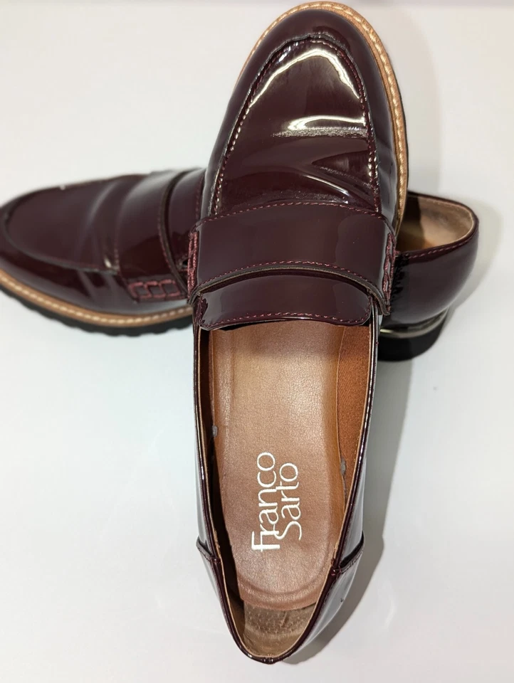 Mocassim Franco Sarto couro envernizado sola 6,5 cor vinho salto 1" - Imagem 3 de 4