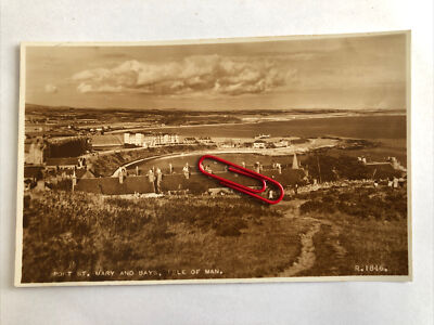 Port St Mary And Bays Isle Of Man Elevated View 1960 s? RPPC Valentines