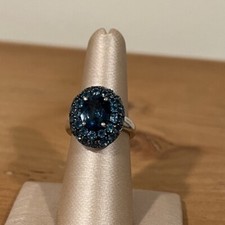 London Blue Topaz Ring Sterling Silver 5ctw