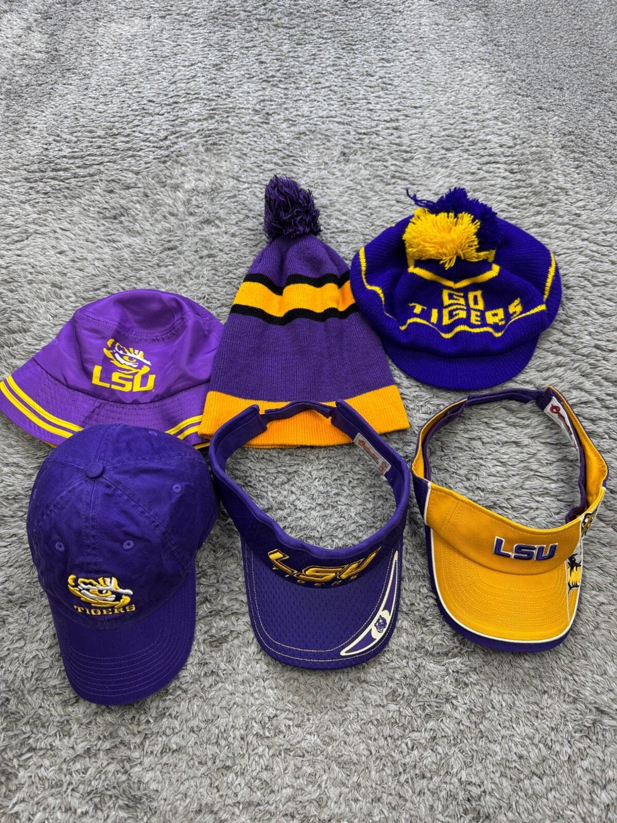 LSU Tigers Hat Adjustable Louisiana State University NCAA Dad Ball Cap Lot Of 6