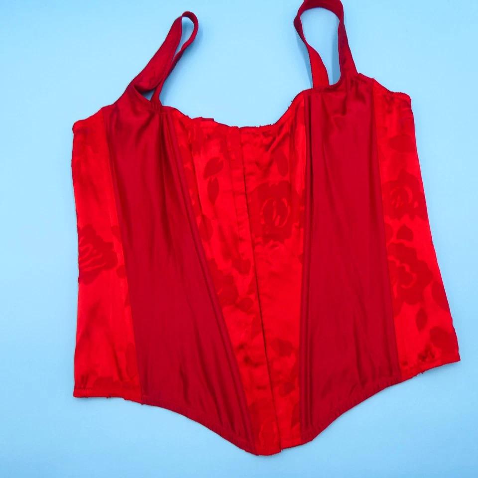 Lencería corsé satinado Victoria's Secret grande roja muy sexy VS Archives Burnout Foto 2 de 4