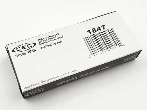 Box of 10 CEC 1847 Miniature Lamps 6.3 Volt 0.945 Watts BA9S Base 5000 HRS AVG - Picture 8 of 9