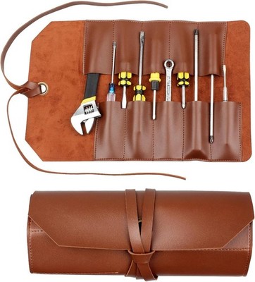 Tool Roll Pouch PU Leather Chisel Roll Portable Tool Roll Bag Organizer 10 Slots