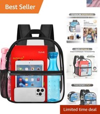 Compact Clear Backpack for Events - Stadium Approved 12x6x11 with Padded Straps